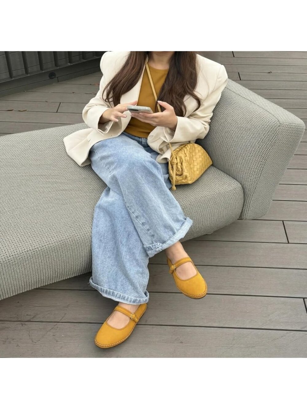 Women's Yellow Mary Jane Breathable Lightweight Adjustable Buckle Ballet Flats - Picture 7 of 7